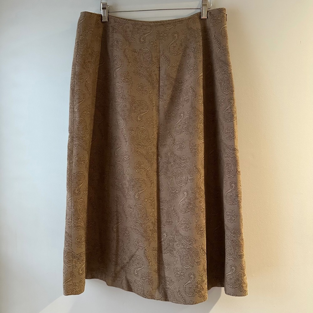 Pendleton Womens Tan Paisley 100% Virgin Wool A-Line‎ Midi Skirt Size 12